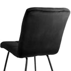 Sedie imbottite Elama in velluto nero, 2 pezzi, con gambe in metallo nero