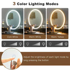 Costway Set Tavolo da Trucco Industriale con Specchio Illuminato a 3 Colori e Sgabello Imbottito