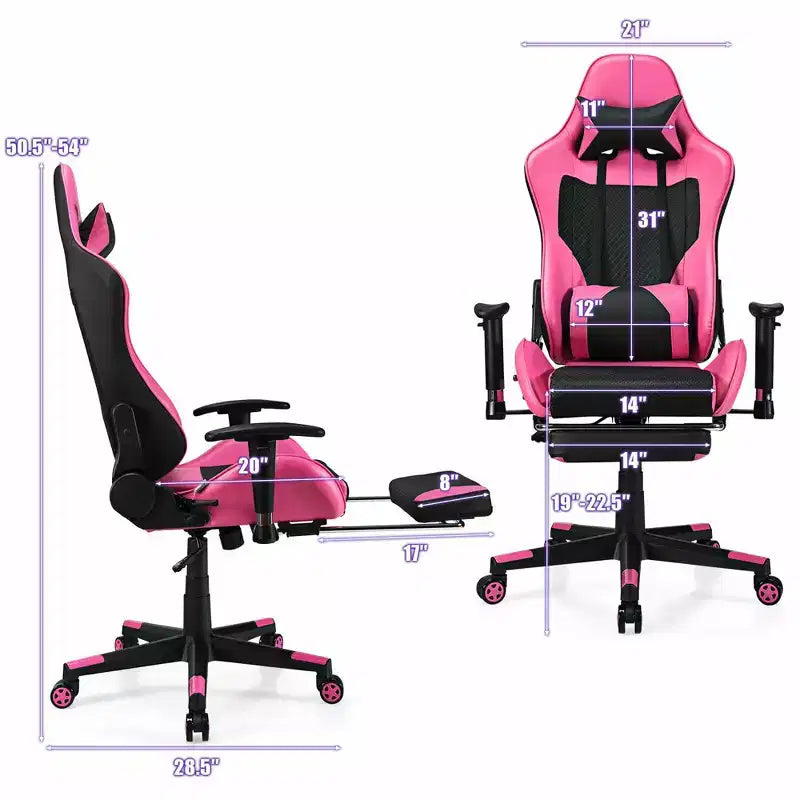 Sedia Gaming Massaggiante Costway, Poltrona da Ufficio Reclinabile con Poggiapiedi Bianca\Blu\Rosa\Rossa