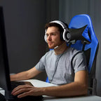Sedia Gaming Massaggiante Costway, Poltrona da Ufficio Reclinabile con Poggiapiedi Bianca\Blu\Rosa\Rossa