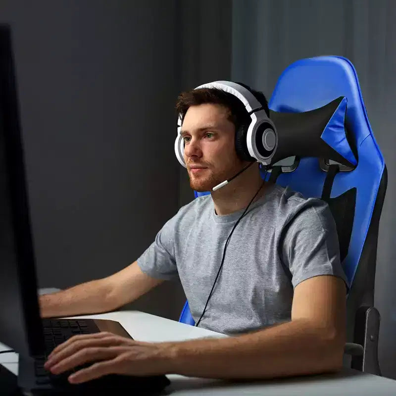 Sedia Gaming Massaggiante Costway, Poltrona da Ufficio Reclinabile con Poggiapiedi Bianca\Blu\Rosa\Rossa