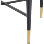 Tavolino d'appoggio rotondo moderno in metallo Studio 55D, 63,5 cm di larghezza, piano in vetro marmorizzato nero opaco e oro per soggiorno e camera da letto