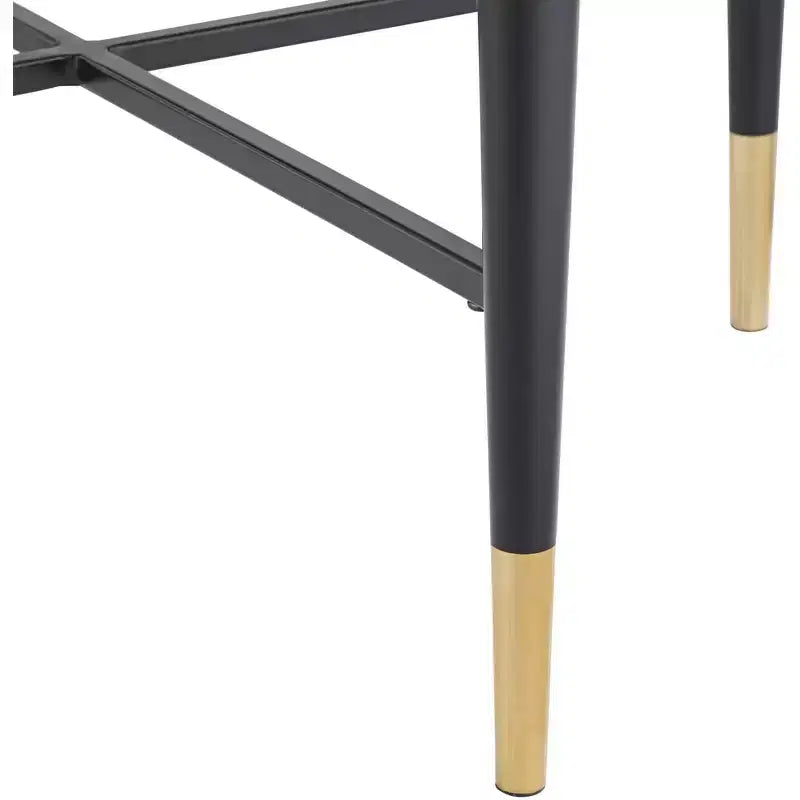 Tavolino d'appoggio rotondo moderno in metallo Studio 55D, 63,5 cm di larghezza, piano in vetro marmorizzato nero opaco e oro per soggiorno e camera da letto