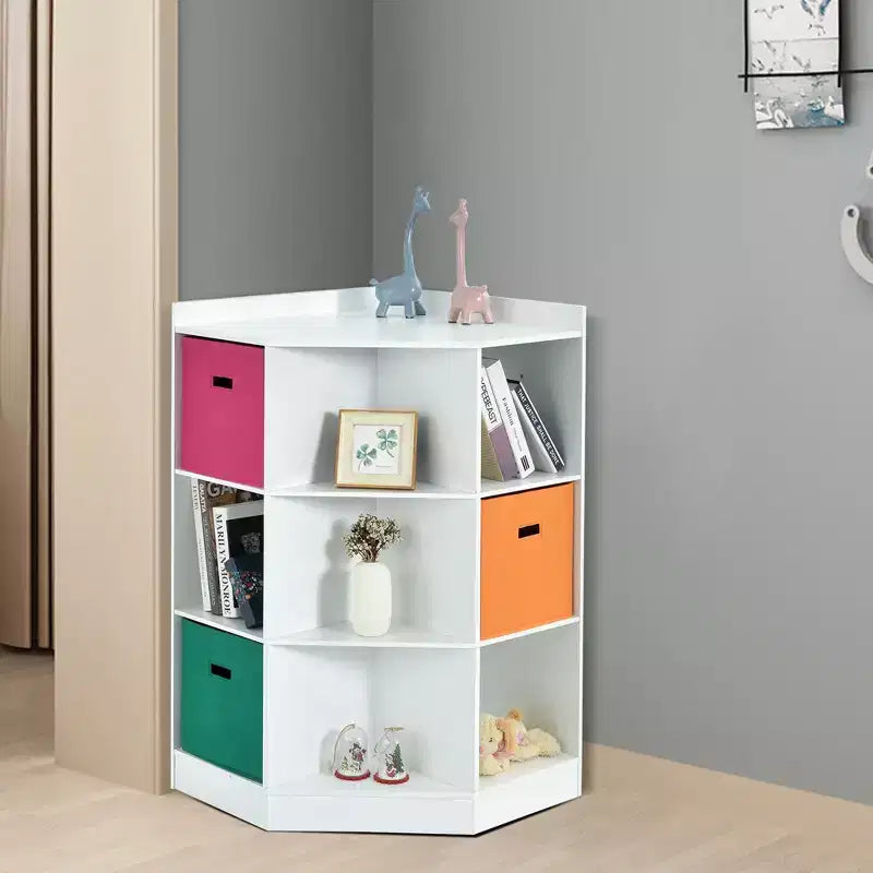 Costway Mobile a 3 Ripiani ad Angolo per Bambini con 3 Cesti, Organizzatore Bianco