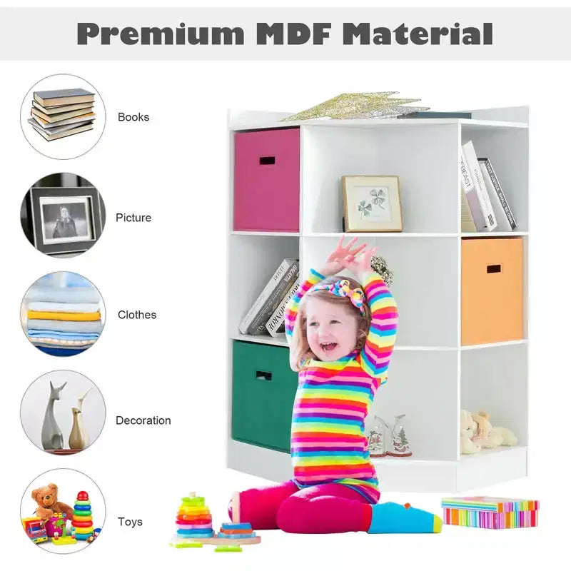 Costway Mobile a 3 Ripiani ad Angolo per Bambini con 3 Cesti, Organizzatore Bianco