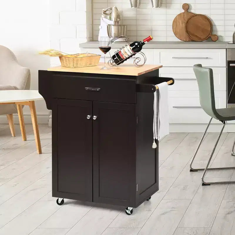 Costway Carrello da Cucina su Ruote, Isola da Cucina Mobiletto Contenitore Marrone/Bianco