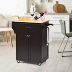 Costway Carrello da Cucina su Ruote, Isola da Cucina Mobiletto Contenitore Marrone/Bianco