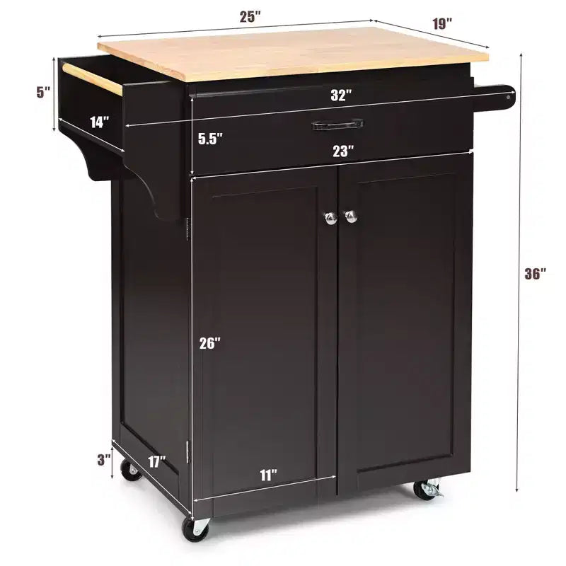 Costway Carrello da Cucina su Ruote, Isola da Cucina Mobiletto Contenitore Marrone/Bianco