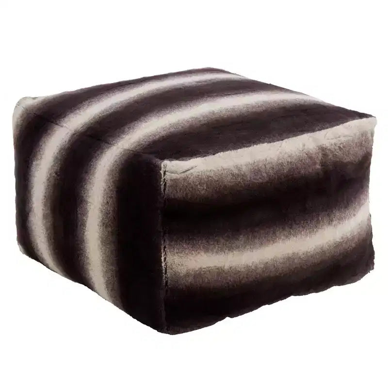 Saro Lifestyle Floor Pouf With Animal Print Faux Fur Design
