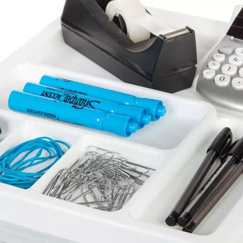 IRIS USA Organizzatori e contenitori in plastica per artigianato, carrello portaoggetti con ruote per forniture scolastiche, bianco/trasparente