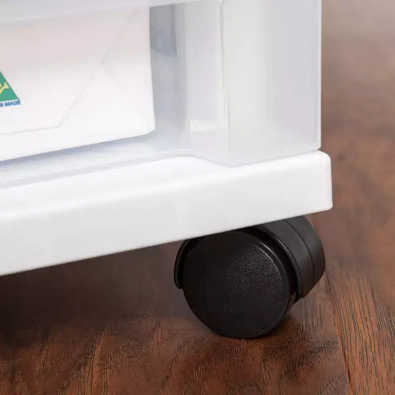IRIS USA Organizzatori e contenitori in plastica per artigianato, carrello portaoggetti con ruote per forniture scolastiche, bianco/trasparente