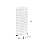 IRIS USA Organizzatori e contenitori in plastica per artigianato, carrello portaoggetti con ruote per forniture scolastiche, bianco/trasparente