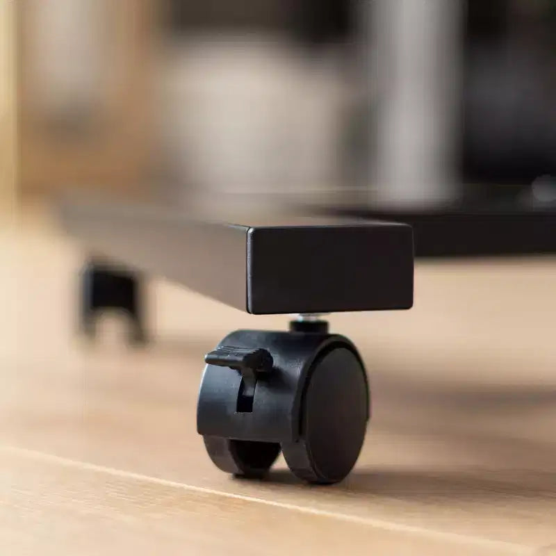 Carrello porta PC regolabile in altezza IRIS USA con tavolino laterale e postazione di lavoro dinamica su ruote, Supporto per laptop, Marrone