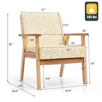 Costway Poltrona accentata 2PZ Sedia imbottita per casa/ufficio con telaio in legno Bianco/Blu/Giallo