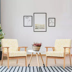 Costway Poltrona accentata 2PZ Sedia imbottita per casa/ufficio con telaio in legno Bianco/Blu/Giallo