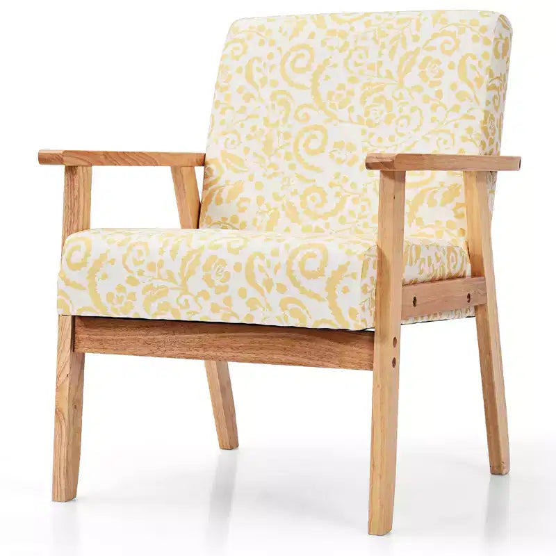 Costway Poltrona accentata 2PZ Sedia imbottita per casa/ufficio con telaio in legno Bianco/Blu/Giallo
