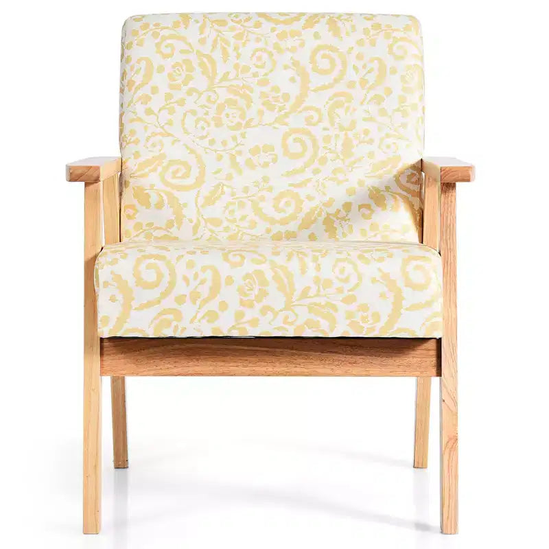 Costway Poltrona accentata 2PZ Sedia imbottita per casa/ufficio con telaio in legno Bianco/Blu/Giallo