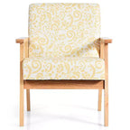 Costway Poltrona accentata 2PZ Sedia imbottita per casa/ufficio con telaio in legno Bianco/Blu/Giallo