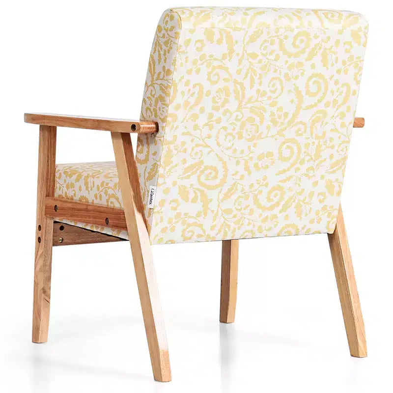 Costway Poltrona accentata 2PZ Sedia imbottita per casa/ufficio con telaio in legno Bianco/Blu/Giallo