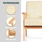 Costway Poltrona accentata 2PZ Sedia imbottita per casa/ufficio con telaio in legno Bianco/Blu/Giallo