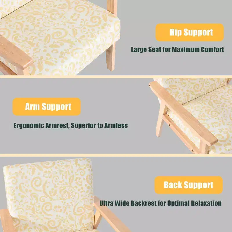 Costway Poltrona accentata 2PZ Sedia imbottita per casa/ufficio con telaio in legno Bianco/Blu/Giallo