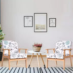 Costway Poltrona accentata 2PZ Sedia imbottita per casa/ufficio con telaio in legno Bianco/Blu/Giallo
