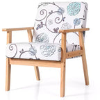 Costway Poltrona accentata 2PZ Sedia imbottita per casa/ufficio con telaio in legno Bianco/Blu/Giallo