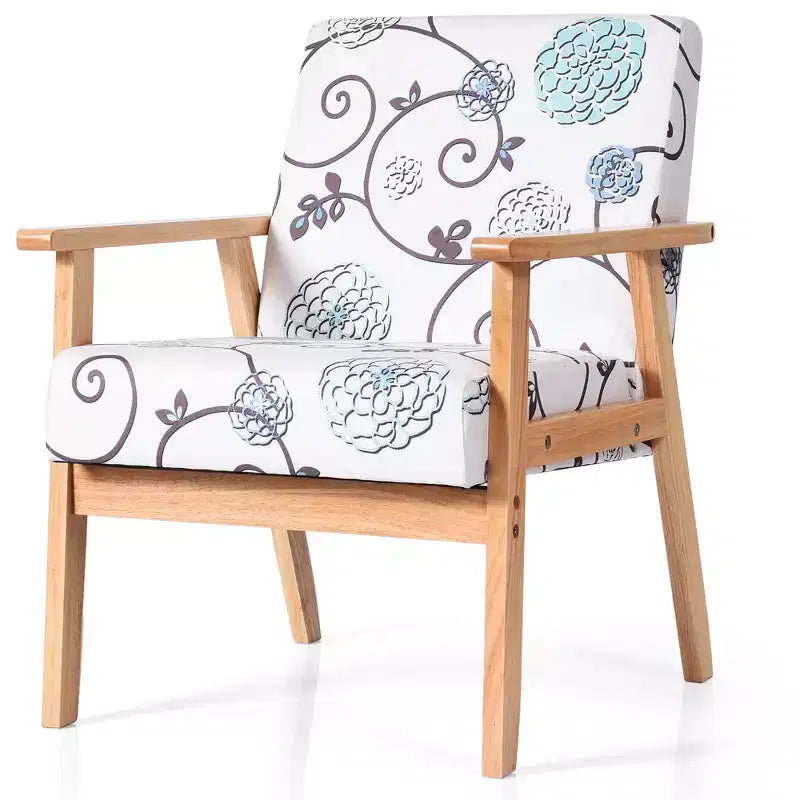 Costway Poltrona accentata 2PZ Sedia imbottita per casa/ufficio con telaio in legno Bianco/Blu/Giallo