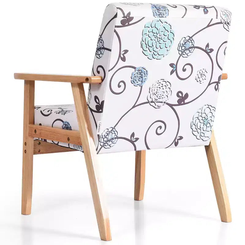 Costway Poltrona accentata 2PZ Sedia imbottita per casa/ufficio con telaio in legno Bianco/Blu/Giallo