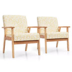 Costway Poltrona accentata 2PZ Sedia imbottita per casa/ufficio con telaio in legno Bianco/Blu/Giallo