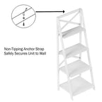 Lavish Home Scaffale a Scala a 4 Livelli con Telaio a X, Libreria Autoportante, Bianco