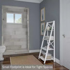 Lavish Home Scaffale a Scala a 4 Livelli con Telaio a X, Libreria Autoportante, Bianco