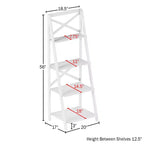 Lavish Home Scaffale a Scala a 4 Livelli con Telaio a X, Libreria Autoportante, Bianco