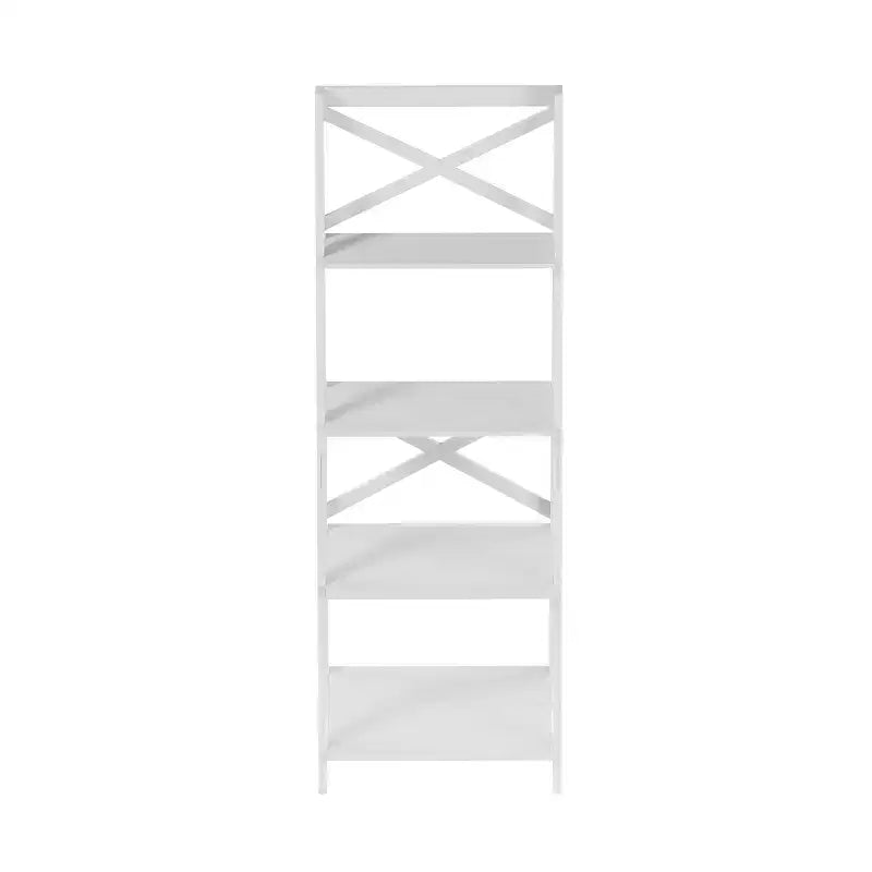 Lavish Home Scaffale a Scala a 4 Livelli con Telaio a X, Libreria Autoportante, Bianco