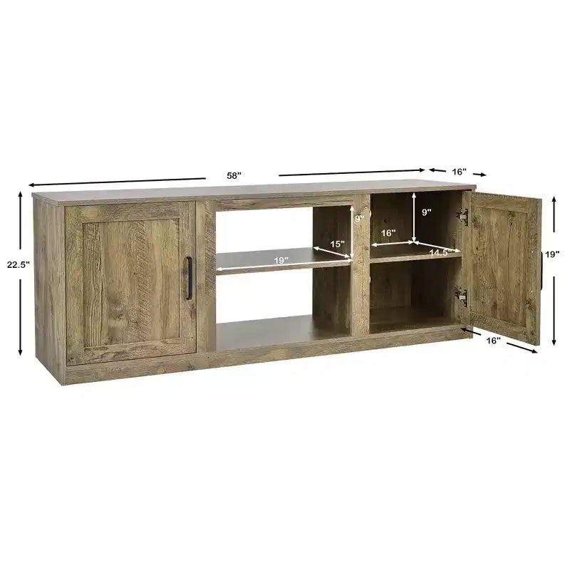Mobile TV Costway 58'' Mobile con Consolle Centro Intrattenimento con 2 Armadietti per TV 65'' Naturale\Nero\Noce