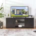 Mobile TV Costway 58'' Mobile con Consolle Centro Intrattenimento con 2 Armadietti per TV 65'' Naturale\Nero\Noce