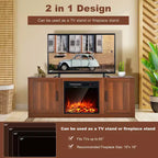 Mobile TV Costway 58'' Mobile con Consolle Centro Intrattenimento con 2 Armadietti per TV 65'' Naturale\Nero\Noce
