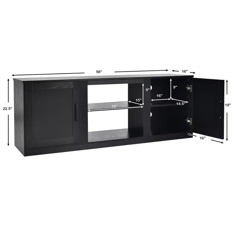 Mobile TV Costway 58'' Mobile con Consolle Centro Intrattenimento con 2 Armadietti per TV 65'' Naturale\Nero\Noce