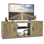 Mobile TV Costway 58'' Mobile con Consolle Centro Intrattenimento con 2 Armadietti per TV 65'' Naturale\Nero\Noce