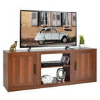 Mobile TV Costway 58'' Mobile con Consolle Centro Intrattenimento con 2 Armadietti per TV 65'' Naturale\Nero\Noce