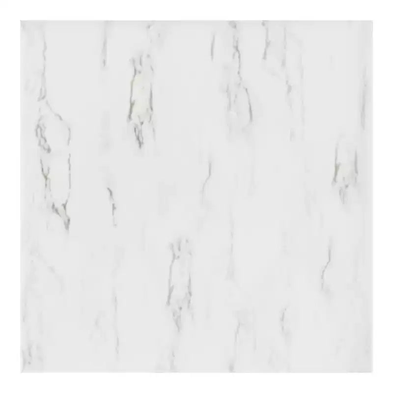 Tavolino rotondo Lavish Home con piano effetto marmo e base in metallo a croce, bianco/oro