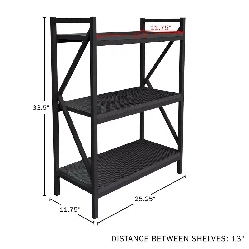 Lavish Home Libreria a 3 ripiani Tavolino console o Scaffale portaoggetti, Nero