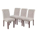 Sedia Emma and Oliver 4 PK Parsons con schienale arrotolato imbottito con bordo borchiato e telaio rifinito con feltrini in plastica
