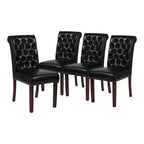 Sedia Emma and Oliver 4 PK Parsons con schienale arrotolato imbottito con bordo borchiato e telaio rifinito con feltrini in plastica