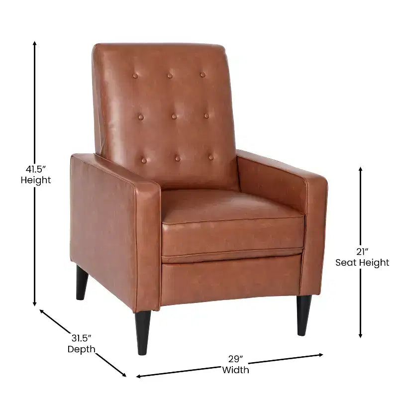 Poltrona reclinabile Darcy Merrick Lane, design moderno di metà secolo, imbottitura trapuntata, schienale ergonomico a spinta, per soggiorno