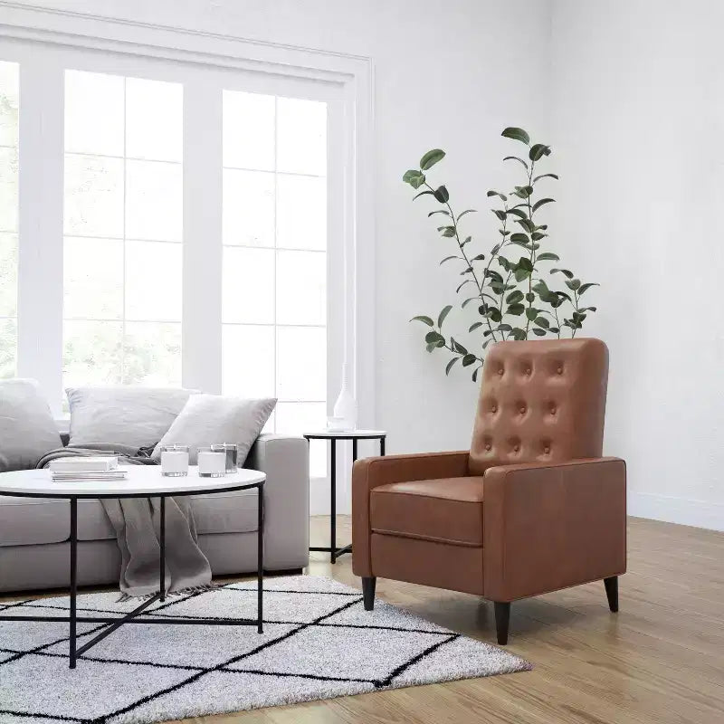Poltrona reclinabile Darcy Merrick Lane, design moderno di metà secolo, imbottitura trapuntata, schienale ergonomico a spinta, per soggiorno