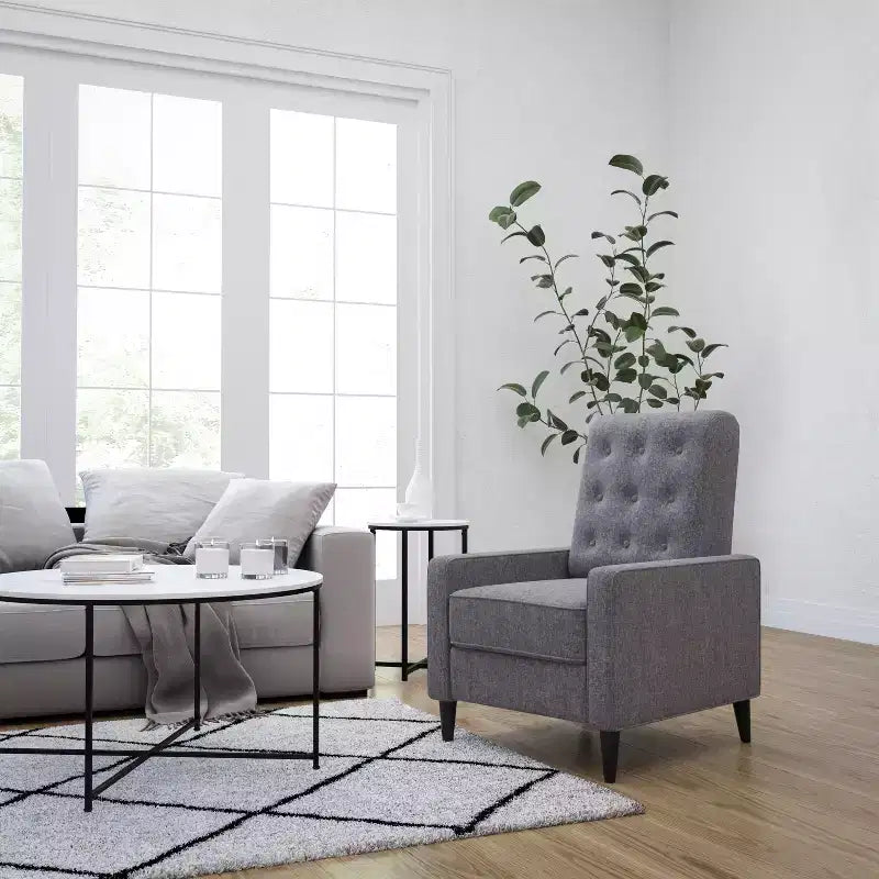 Poltrona reclinabile Darcy Merrick Lane, design moderno di metà secolo, imbottitura trapuntata, schienale ergonomico a spinta, per soggiorno