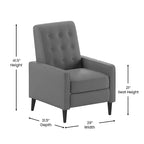 Poltrona reclinabile Darcy Merrick Lane, design moderno di metà secolo, imbottitura trapuntata, schienale ergonomico a spinta, per soggiorno