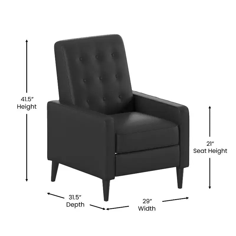 Poltrona reclinabile Darcy Merrick Lane, design moderno di metà secolo, imbottitura trapuntata, schienale ergonomico a spinta, per soggiorno