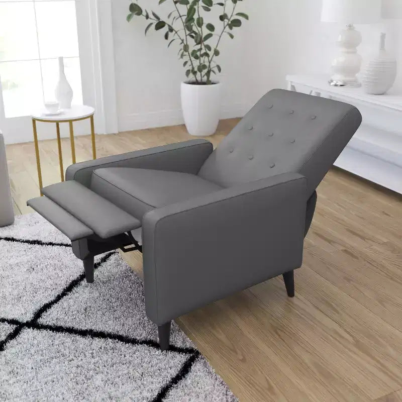 Poltrona reclinabile Darcy Merrick Lane, design moderno di metà secolo, imbottitura trapuntata, schienale ergonomico a spinta, per soggiorno